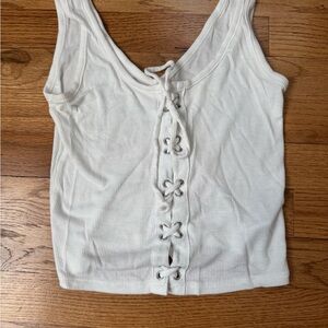 American Eagle Outfitters Ivory Lace-Up Tank Top